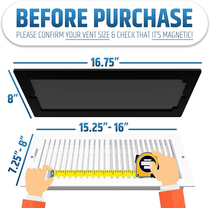 Powerful Magnetic Vent Covers (2-Pack) That Will Never Fall Off (Upgraded Design) - for Sealing Floor/Wall/Ceiling Registers of Width 7.25" to 8", Length 15.25" to 16" | Vent Not Included | White - Image 2