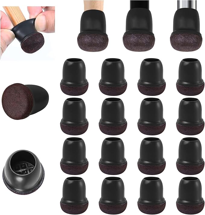 Ezprotekt 24 Pcs Small Black Silicone Chair Leg Floor Protectors for Hardwood Floor, Chair Leg Caps Cover, Felt Furniture Protectors Pads, Bar Stool Leg Protector Round (S Fit: 3/5" to 3/4", 15-19mm) by VisittheEzprotekt