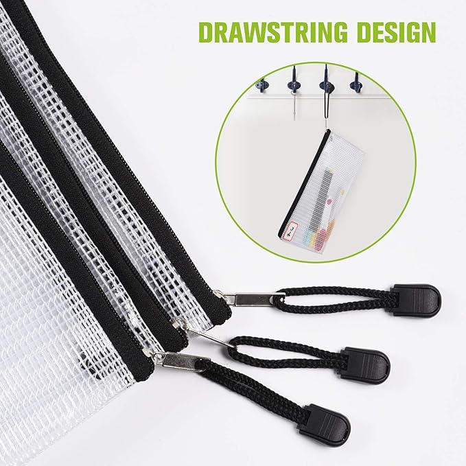 Plastic Mesh Zipper Pencil Pouches, 6PCS Waterproof Tear-Resistant Document File Folders, A6 Size Zipper Documents Pouch Document Organizer Bags for School Office Home Travel Storage(9.25×4.25Inch) - Image 6