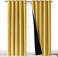 NICETOWN Total Shade Curtains and Draperies, Heavy-Duty Full Light Shading Drapes with Black Liner Backing for Villa/Hall/Dorm Window(Bright Yellow, Package of 2, 70 inches Wide x 95 inches Long) by NICETOWN
