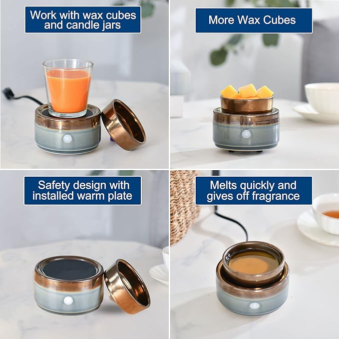 kobodon Ceramic Candle Wax Warmer,Home Fragrance Diffuser, Wax Melter Fragrances Candles Oils, Fragrance Warmer Candles or Wax Melts as Gifts for Mom Grandma Women - Image 8