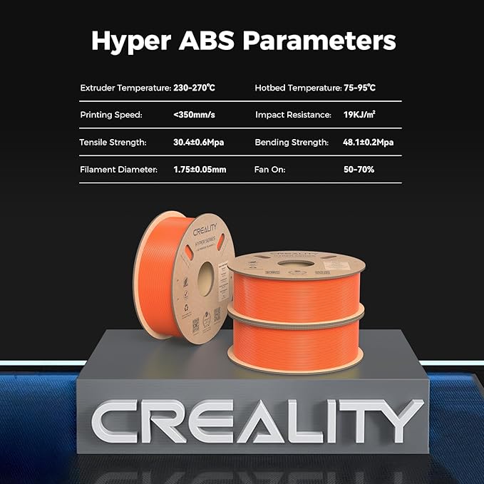 Creality Hyper ABS Filament, Official 3D Printer Filament ABS 1.75mm for High-Speed Printing Convenient Open Printing Material, 1kg(2.2lbs) Spool Fit Most 3D Printer (Orange) - Image 9