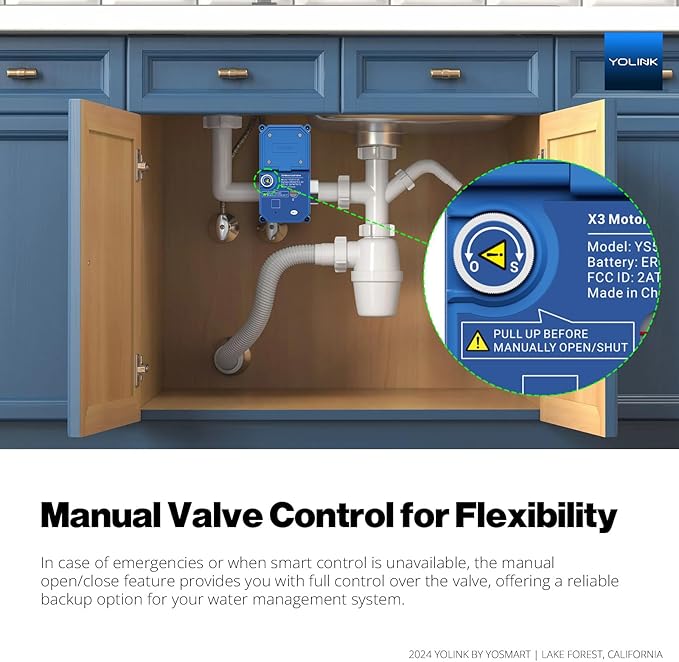 NSF Certified YoLink Leak Protection Kit, 3/4" Battery-Powered Shutoff Valve w/ Controller + 3 Leak Sensors + Hub, D2D Offline Auto Shutoff, LoRa Long-Range, App/Email/SMS Alerts, 10+ Year Battery - Image 8