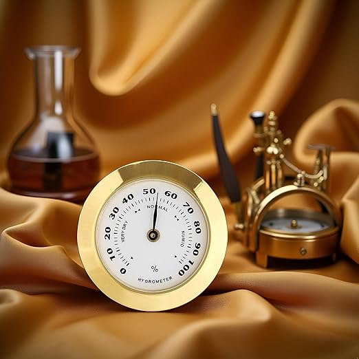 Gold Upgraded Hygrometer Humidity Meter Mini 38mm Round Glass Analog Hygrometer Suitable for Humidors Guitar Violin Thermometer for with Probe - Image 9