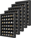 Jinchuan Military Challenge Coin Display Case 5 Pack Lockable Cabinet Rack Holder Shadow Box with Removable 2 Grooves Shelves and Acrylic Door for Casino Poker Chips Collectibles, Large - Black 5 Pack by Jinchuan