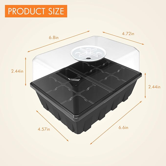 Gardzen 3 Pack Seed Starter Tray Germination Kit, Seed Starter Kit with Adjustable Humidity Dome, Plant Growing Kit 6.6" x 4.5" (12-Cell per Tray), Clear - Image 6