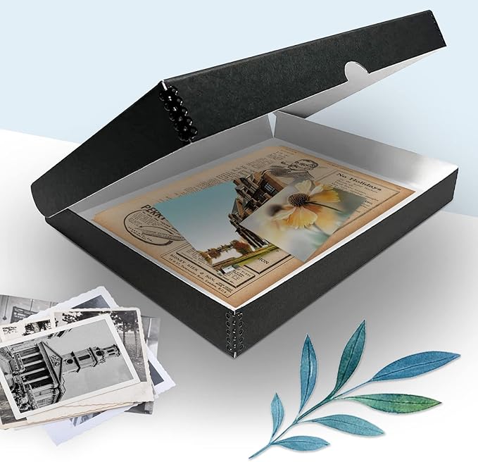 Golden State Art, Archival Folio Storage Box 11x14, Clamshell Design with Metal Edge, Preserve And Store Photos Documents Cards Prints Arts Crafts DIY, Black - Image 7