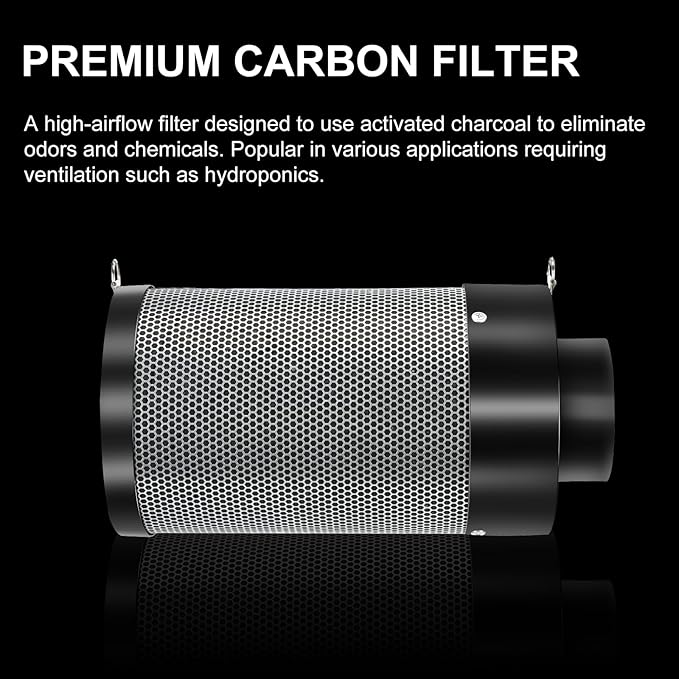 MELONFARM Air Filtration Kit 6", Built-in 14cm Fan Low Nois Carbon Filter with 12-Speed Controller, 8' Ducting, Cooling & Ventilation System for Grow Tents, Indoor Gardening, Hydroponics 6“x13.4" - Image 6