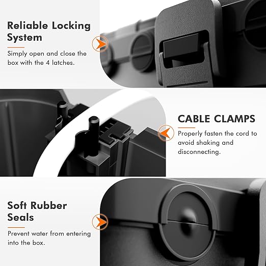RESTMO 5-Piece Outdoor Waterproof Electrical Box Set – 12.5" x 8.5" x 5" Large & 7.1" x 2.3" x 2.3" Small, Weatherproof Boxes for Power Strip, Outlet, Plug, Socket, Timer, Holiday Light, Black - Image 3