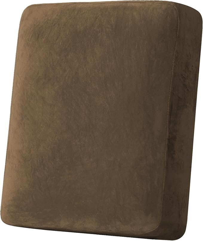 H.VERSAILTEX Velvet Stretch Couch Cushion Cover Plush Cushion Slipcover for Chair Cushion Furniture Protector Seat Cushion Sofa Cover (1 Piece Armchair Cushion Covers, Bronze Brown) by HVERSAILTEX