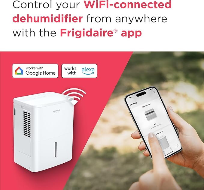 Frigidaire Gallery 2-in-1 35-Pint Dehumidifier with Wi-Fi, Energy Star Certification & Air Quality Monitoring for Small/Medium/Large Rooms & Basements, Custom Humidity Control, Auto Shut Off, White - Image 7