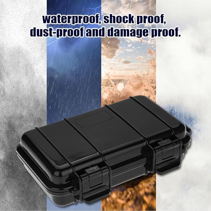 Tbest Outdoor Waterproof Shockproof Airtight Survival Box Storage Container Case Carry Box Black Dry Storage Box for Fishing Camping Hiking Outdoor Activities - Image 3