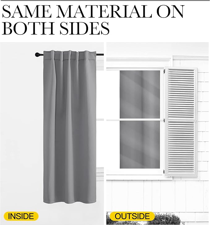 NICETOWN Blackout Curtain Panels for Living Room - (Silver Grey Color) 29x36 inch, 2 Panels Set, Room Darkening Blackout Drapes for Window - Image 6