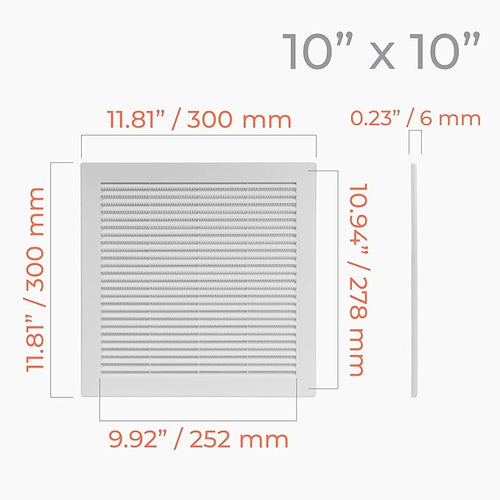 12" x 12" (Outer Size) Square Air Vent Cover – White Plastic Vent Deflector - Screen Mesh, Surface Mount Wall Ceiling – Cold Air Return Soffit Air Vent Cover - Register Indoor Outdoor - Image 2
