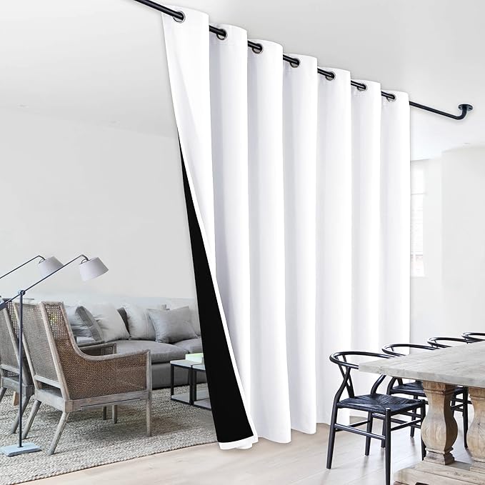 NICETOWN Full Shading Curtain for Patio Door, Super Heavy-Duty Thermal Backing Sliding Glass Door Drape, Privacy Assured Window Treatment(1 Panel, 100 inches W x 95 inches L, Pure White) - Image 7