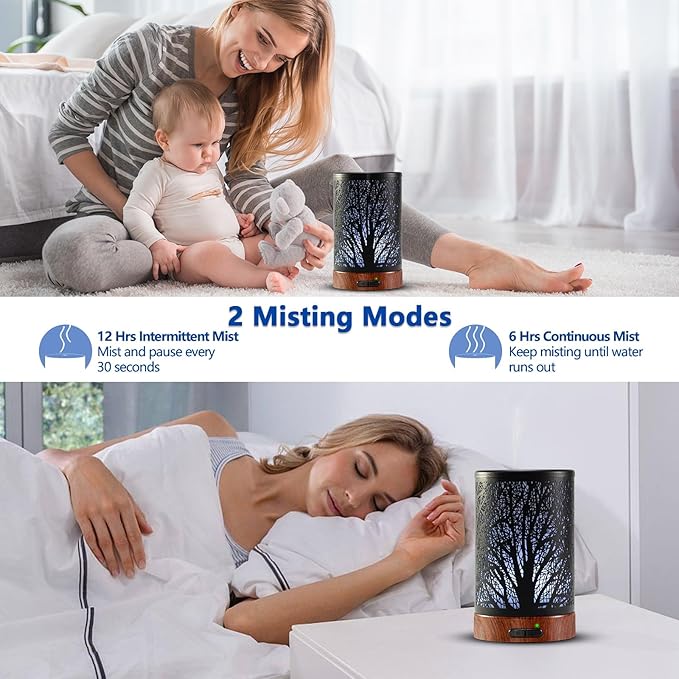 Oil Diffuser with Essential Oils Set – Aromatherapy Diffuser 150ml with 6 Essential Oils Set, Diffuser for Essential Oils, Auto Off Protection 7 Colors Night Light Gifts for Mom(Diffuser & Oils Set) - Image 5