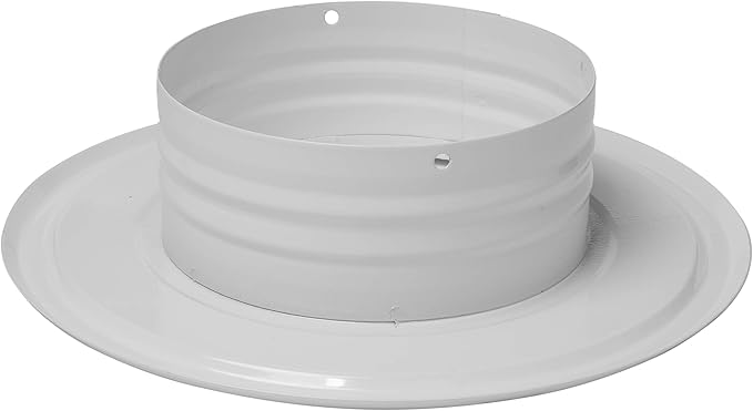 Vent Systems 4" Inch White Duct Connector Flange Plate – Galvanized Steel Straight HVAC Fitting for Cooling, Heating, Airflow, Ventilation System - Wall, Ceiling, Pipe Mount - Indoor Outdoor Use - Image 6