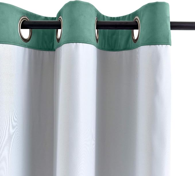 ChadMade Blackout Lined Premium Velvet Curtain Teal 84Wx96L Inch (1 Panel), Eyelet Grommet for Livingroom Bedroom Theater Studio, Leon Collection - Image 3