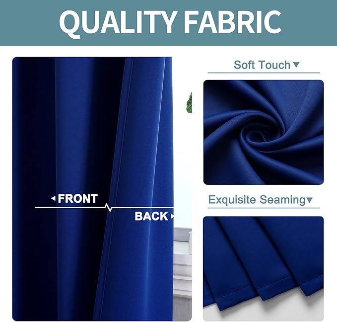 ChrisDowa Blackout Curtains 120 Inches Long 2 Panels Set for Living Room, Grommet Thermal Insulated Room Darkening Curtains for Bedroom (Royal Blue, 52 x 120 Inch) - Image 3