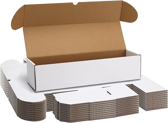 EXYGLO Trading Card Storage Box 25 Pack 700 Count 20pt, 14.2x4.1x3.2 Inch White Cardboard Card Boxes for TCG/MTG/Sport Cards, Fit 3x4 Toploader Shipping or Storing, 17500 Max Capacity in Total by EXYGLO