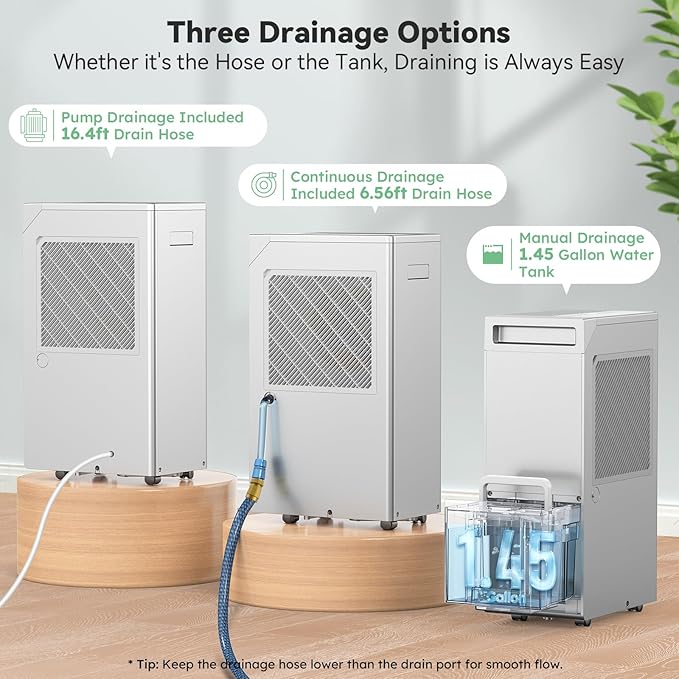 5000 Sq.Ft Energy Star Most Efficient 2024 Dehumidifier with Pump,DECIUU Max 100 Pint Dehumidifier for Basement with Drain Hose,Intelligent Humidity Control for Home Bathroom Garage - Image 6