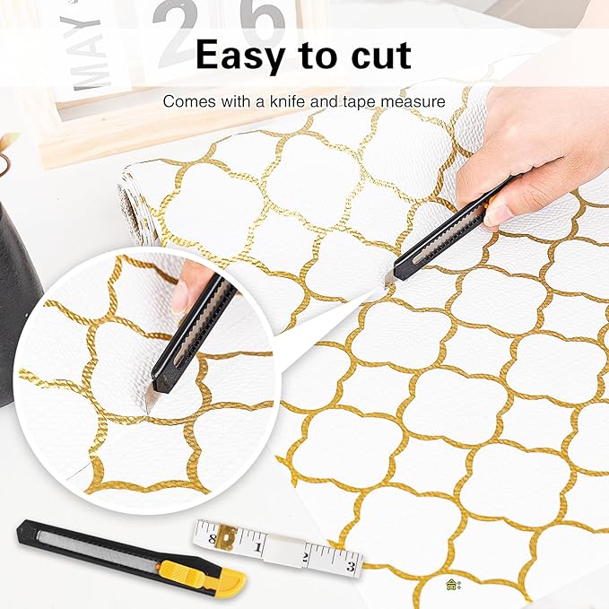 Drawer and Shelf Liner for Kitchen Cabinet,Non-Adhesive Cabinet Liner 24in x 10FT,Waterproof Shelf Paper Non-Slip Mats Cupboard Liner Contact Protect Dresser/Shelves/Table-Golden Lantern - Image 5