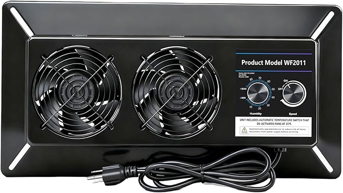 220 CFM Crawlspace Vent Fan, With Humidistat, Crawlspace Fans, For Moisture Reduction, Radon Mitigation, Freeze Protection, Ideal for Basement, Attic, Crawl Space Fan Vent(Air Out) by Pewoaoa