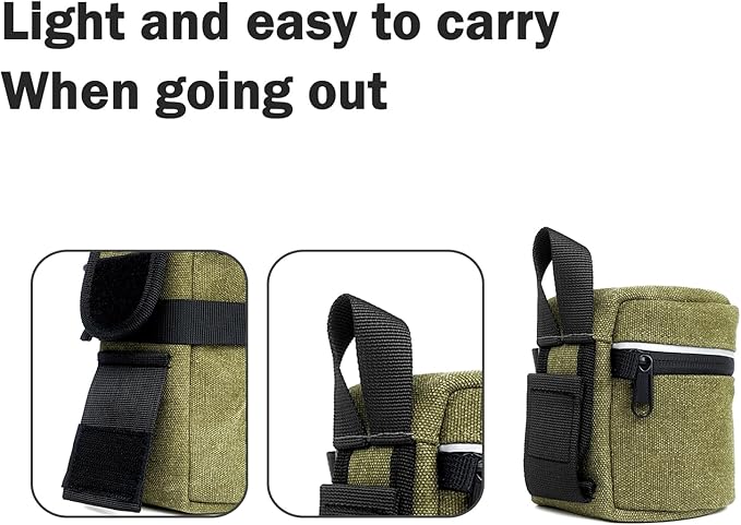 Camera Lens Case Lens Bag Compatible (3.15" x 3.15"(Canvas, Green)) - Image 5