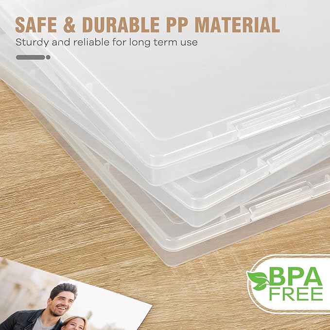 Photo Storage Box, 6 Pack Board Game Storage Containers with Snap-Tight Latch, Plastic Photo Organizers and Storage for Scrapbooks, Card, Papers, Craft (8x10) - Image 5