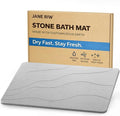 Stone Bath Mat for Shower Exit, Quick-Dry Diatomaceous Earth, New Apartment Essential & Housewarming Gift, 23.5" x 15.5" Light Gray-Wave by JANERIW