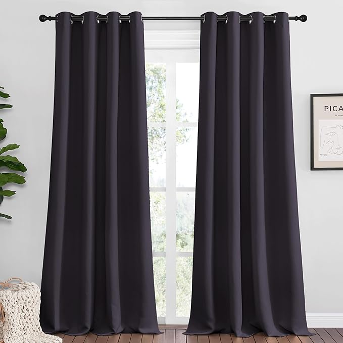 NICETOWN Greyish Purple Blackout Curtains 120 inches Length for Living Room, 2 Panels, 55" Wide, Thermal Insulated Long Drapes for Large Window by NICETOWN