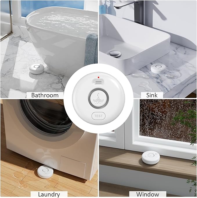5 Pack Water Leak Alarm Detector, 120dB Loud Alert Water Sensor, IP66 Waterproof, Sensitive Leak and Drip Alert, Easy Installation for Home, Basement Flood Prevention, Bathroom, Sink, Laundry - Image 7