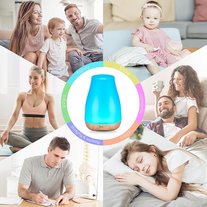 Aromatherapy Essential Oil Diffuser for Room: Air Humidifier Aroma Scent Cool Mist Diffusers Colorful Light Cute Mini Small Waterless Auto Off Ultrasonic for Home Bedroom - Image 8