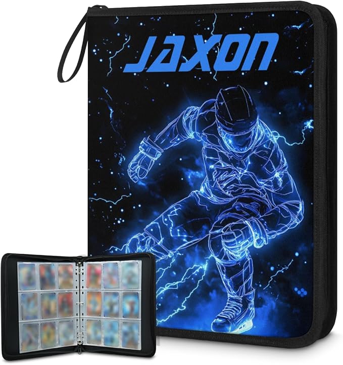 Custom Name Football Card Binder, Personalized Rugby 9 Pocket Trading Card Holder Binder Collector Storage Album for TCG, MTG, Sports Cards by Joyousleap