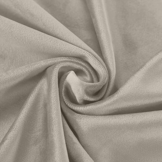 ChadMade Blackout Lined Premium Velvet Curtain Gray Beige 50Wx108L Inch (1 Panel), Eyelet Grommet for Livingroom Bedroom Theater Studio, Leon Collection - Image 6