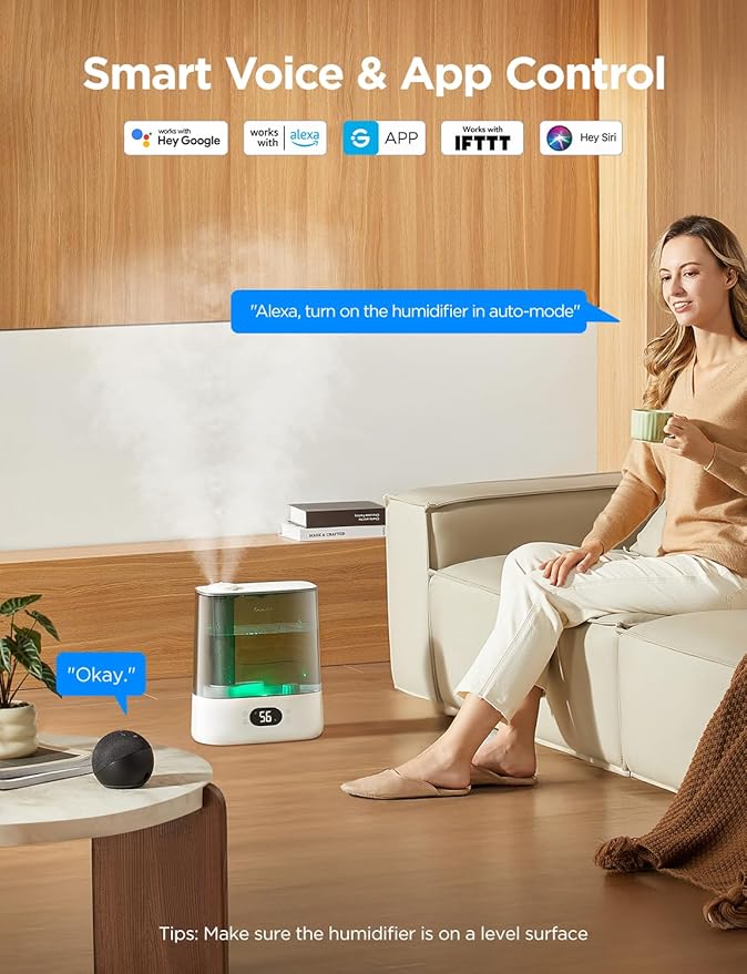 GoveeLife Smart Humidifiers for Bedroom, 6L Cool Mist Top Fill for Large Room, Humidity Sensor, Auto Mode, Schedule, 60H Quiet Runtime, WiFi Humidifier Essence Diffuser for Baby Plant, Work with Alexa - Image 2