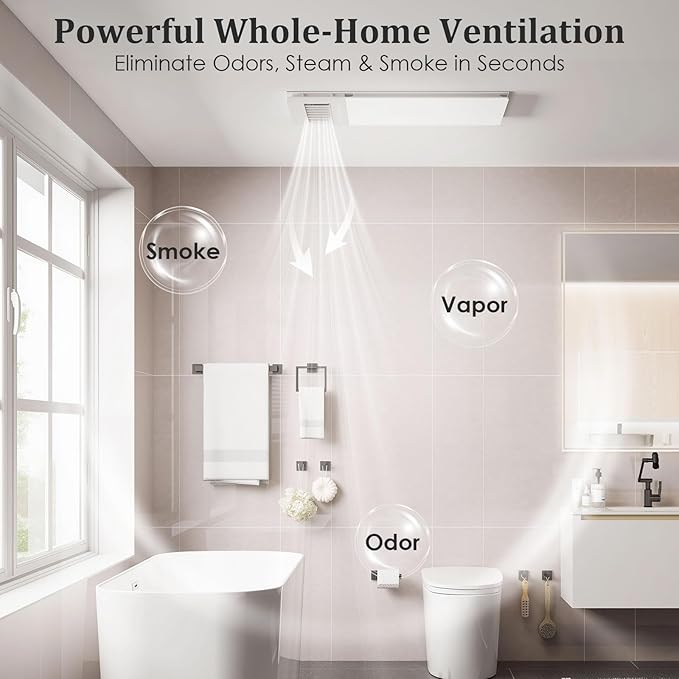 4 in 1 Bathroom Exhaust Fan with Light and Heater, 1900W Bathroom Heater Fan Light Combo, 180 CFM 1.0 Sone Ceiling Fan Remote Control Heater, Ventilation for Home, Bath, Hotel (Style 2) - Image 9