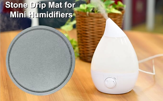 Stone Drip Mat for Mini Humidifiers, Absorbs Water Drips and Fast-Drying Base Pad for Humidifier, 8 Inch Round Diatomaceous Earth Drip Tray for Small Humidifier - Image 4