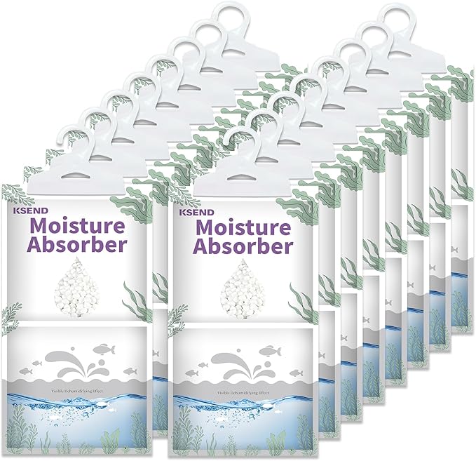 Moisture Absorbers 16 Packs - 9.8 oz Dehumidifier Bags, Portable Moisture Hanging Bags for Closet, Bathroom and Kitchen, Fragrance Free, 11.8'' x 6.3'' by Ksend