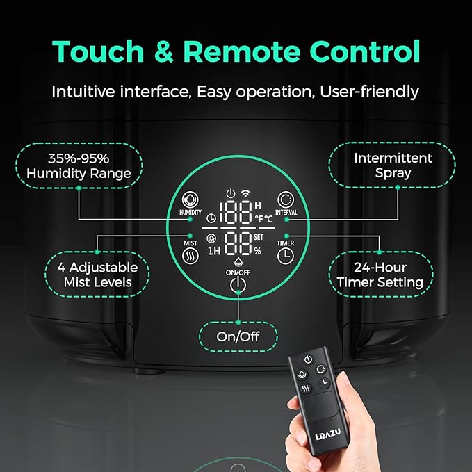 6L/1.59Gal Humidifier for Plants, Reptile Fogger Mister with Precise Temp & Humidity Probe/Expandable Hose, Smart Humidifier for Grow Tent, Mushroom, Houseplants, Reptile Tank 24H Timer - Image 7