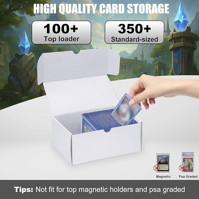 Toploader Trading Card Storage Box, 10-Pack 100 Count White Corrugated Cardboard Bulk Sports Top Loaders Storage Box for TCG/Magic/Mtg Basketball Cards, Collectible Trading Card Organizer - Image 2