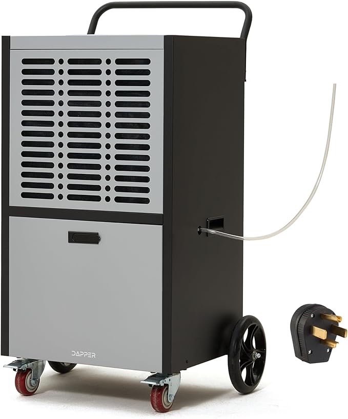 290 Pints Commercial Dehumidifier for Basements & Industrial Spaces – Built-In Pump, Drain Hose, Continuous Operation, 2-Speed Fan, 24000 Sq Ft Coverage by DapperSupply