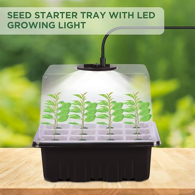 Seedfactor Seed Starter Tray with Light, 6PCS Seed Starter Kit with Grow Light, Seedling Starter Trays with Humidity Domes, Covers Height 3.9", Indoor Gardening Plant Germination Trays - Image 7