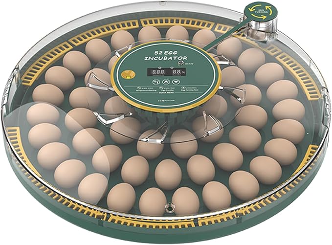 Automatic Egg Incubator for 52 Eggs with Egg Turner & Candler Light - Poultry Hatcher for Chicken Duck Pigeon Bird, External Water Bottle, 60W Household Hatching Machine (19.68 x 3.54 Inch) by Tissting