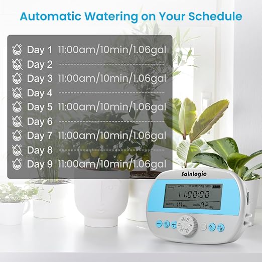 Sainlogic Automatic Plant Waterer for 15 Potted Plants, Smart Self Watering System with Humidity Monitor Display，Deep Root Irrigation, IP64 Programmable Timer for Vacation, Travel, Indoor Garden - Image 7