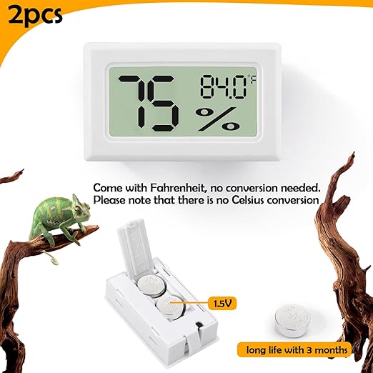 Bearded Dragon Accessories, 2 PCS Rectangle Reptile Thermometer and Humidity Gauge, Reptile Tank Accessories for Jumping Spider, Leopard Gecko, Hermit Crab, Gecko, Ball Python, Lizard - Image 4