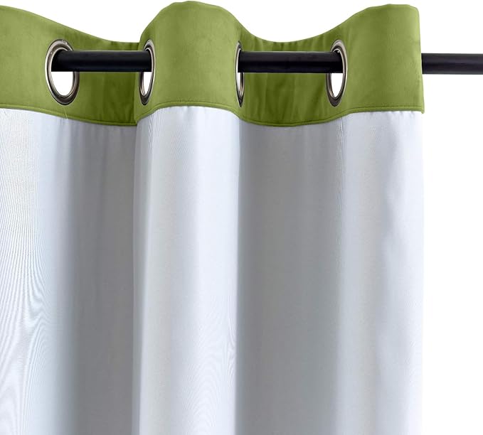 ChadMade Blackout Lined Premium Velvet Curtain Green 84Wx72L Inch (1 Panel), Eyelet Grommet for Livingroom Bedroom Theater Studio, Leon Collection - Image 3