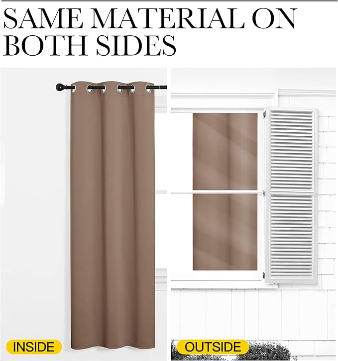 NICETOWN Sound Reducing Room Divider Curtain Screen Partition, Function Thermal Blackout Patio Door Curtain Panel, Sliding Door Insulated Curtain, Cappuccino, 2.8ft Wide x 6.7ft Long - Image 6