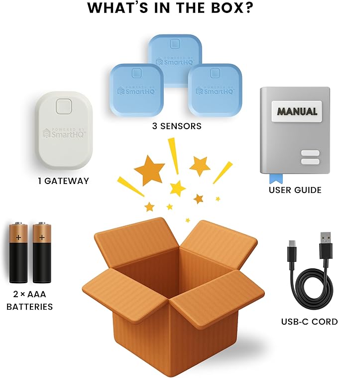 SmartHQ™ WiFi Water Leak Detector, Personal Security Water Leak Alarm with App Alerts, Wireless Leak Detection for Bathroom, Laundry Room, Basement, Garage, 3-Pack (Battery Included) - Image 5