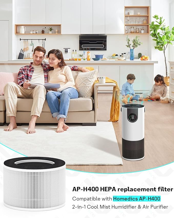 Leemone AP-H400 Replacement Filter Compatible with Homedics AP-H400 2-in-1 Cool Mist Humidifier & Air purifi-er, High-Efficiency Air Purification, 2 Pack - Image 2